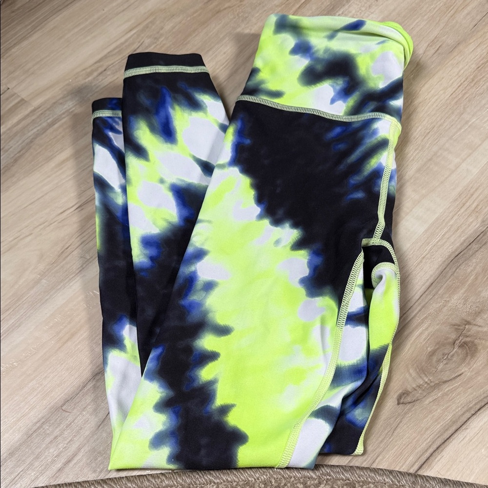 Athleta Tie-Dye Leggings - Neon Yellow and Black